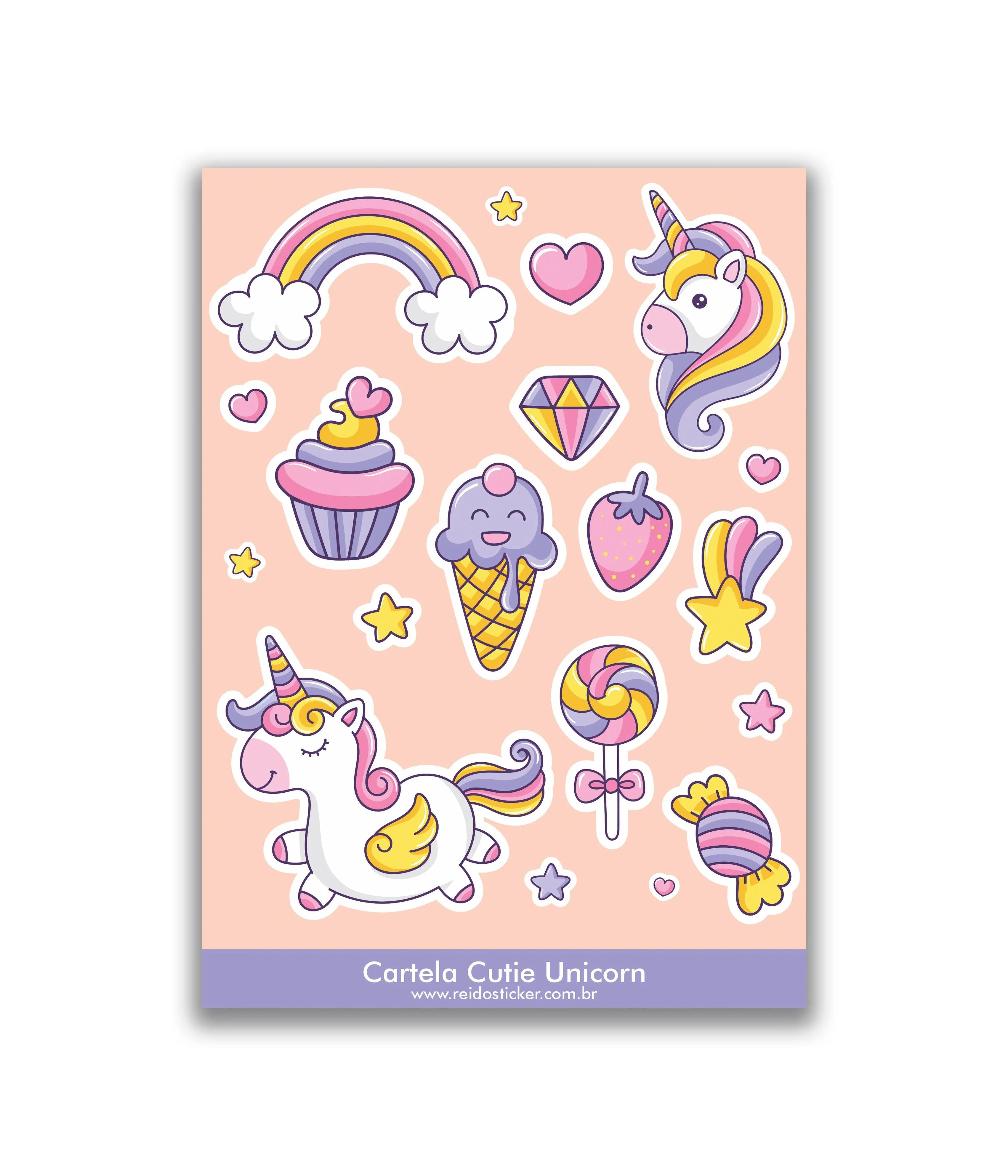 Cartela Cutie Unicorn - Rei do Sticker