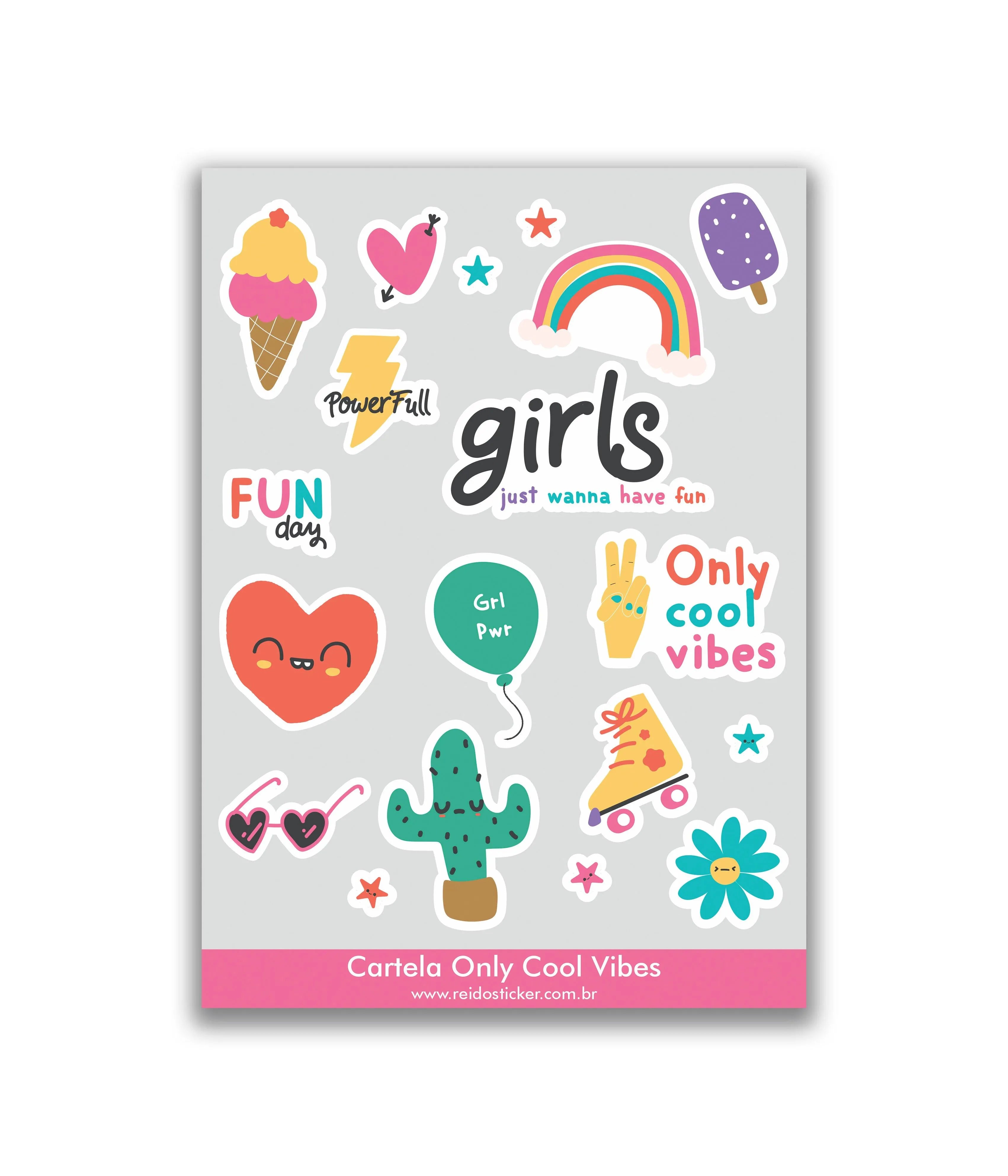 Cartela Only Cool Vibes - Rei do Sticker