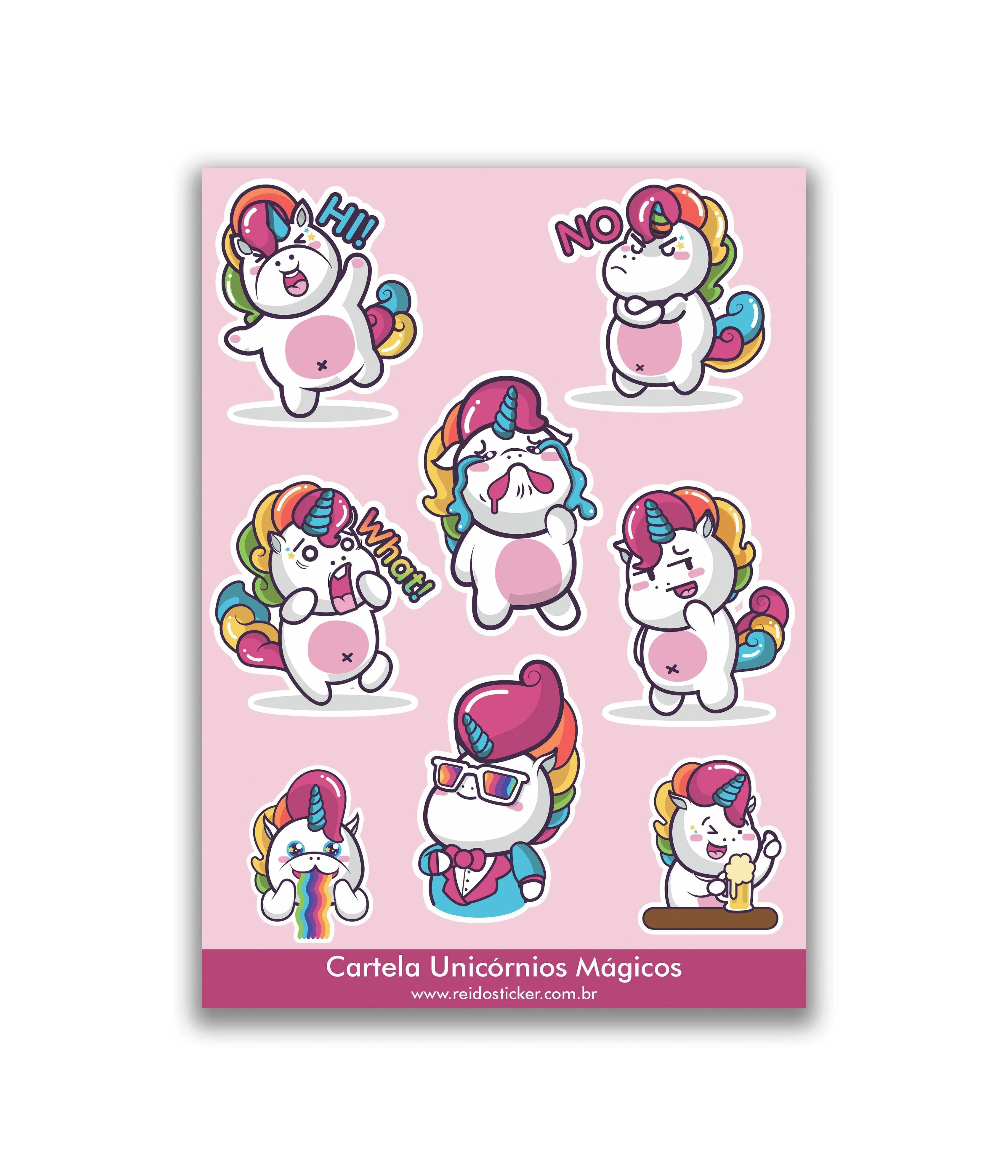 Cartela Unicórnios Mágicos - Rei do Sticker