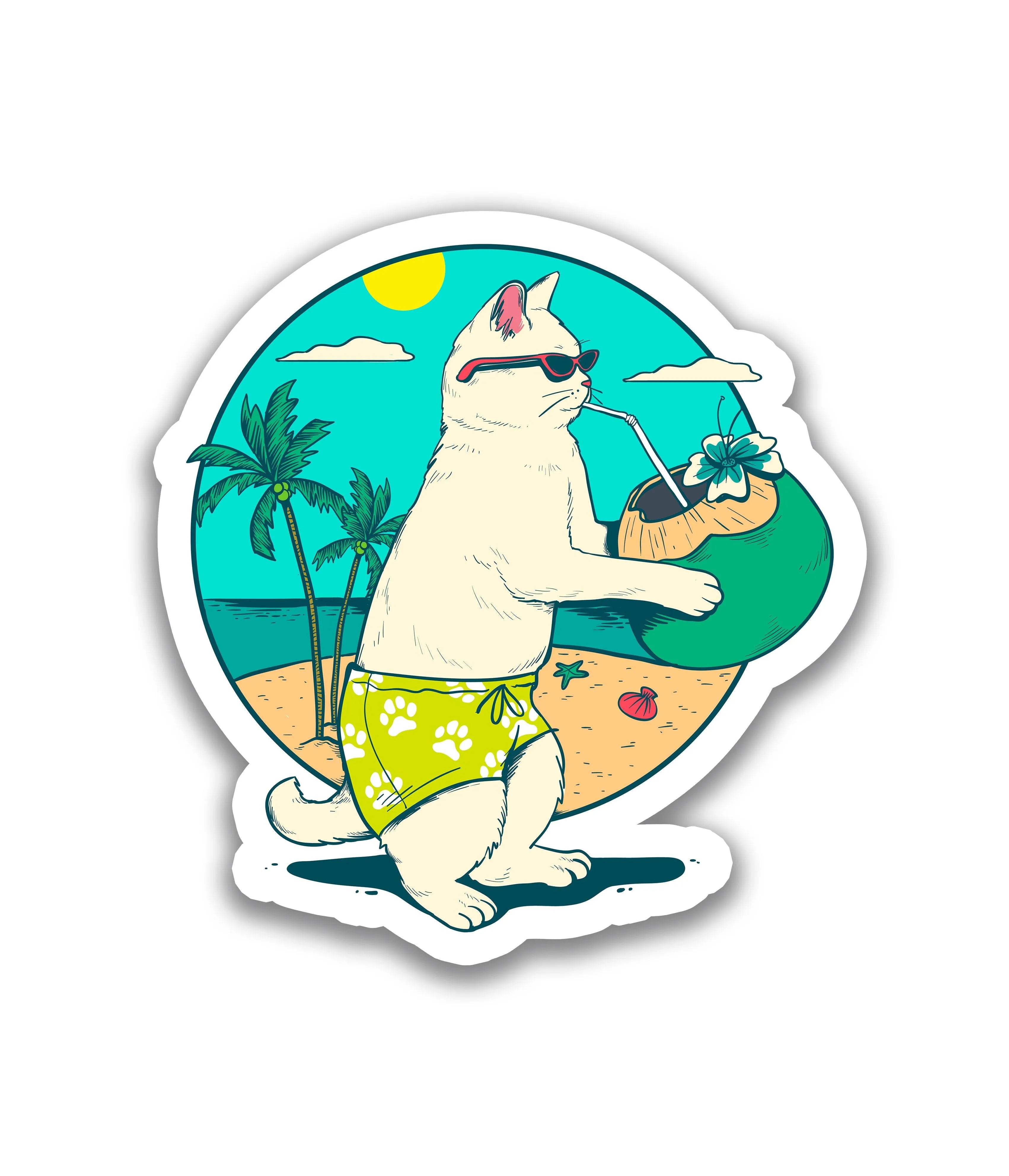 gato na praia - Rei do Sticker