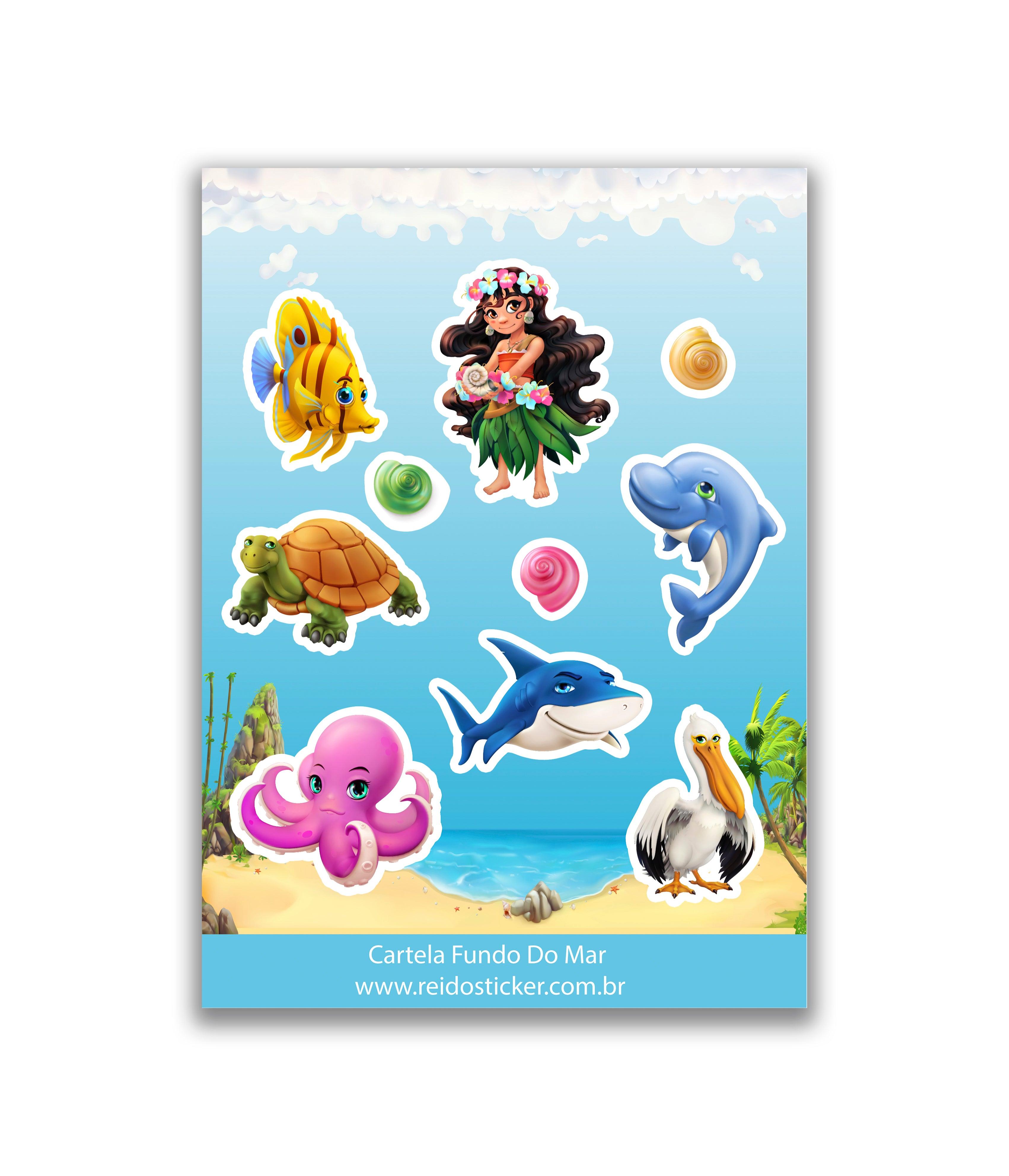 Cartela Fundo do Mar - Rei do Sticker