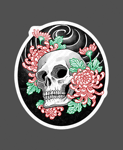 Skull Flowers - Rei do Sticker